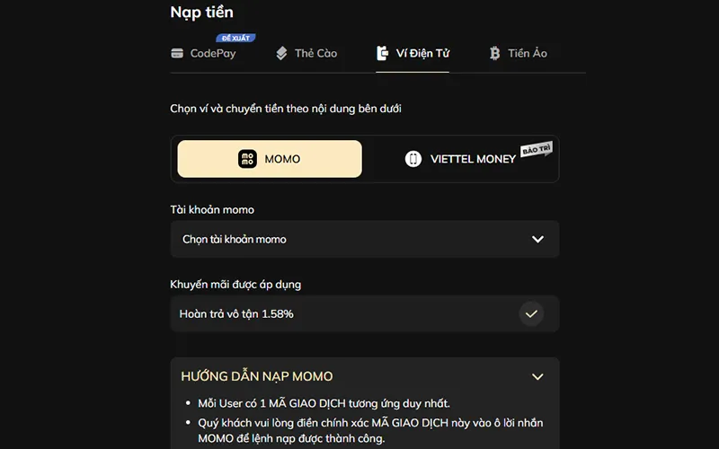 VUA99 đảm bảo giao dịch nạp rút an toàn và minh bạch