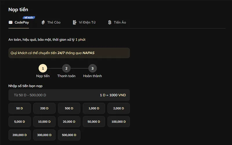 Giao dịch nạp rút tại VUA99 được xử lý nhanh chóng, bảo mật cao