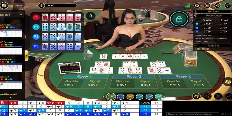 Giao diện bàn chơi bài Bull Bull tại sảnh live casino VUA99
