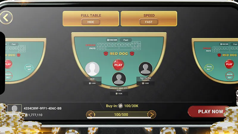 Giao diện chơi bài Red Dog VUA99 tại sảnh chính của nhà cái