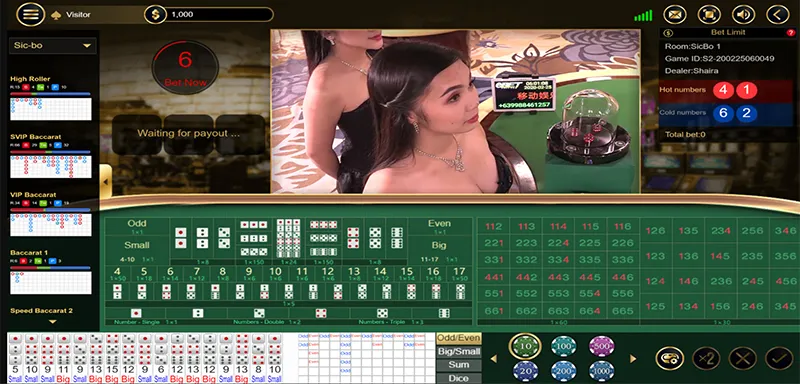 Giao diện bàn cược Sicbo VUA99 hỗ trợ đọc cầu trực quan
